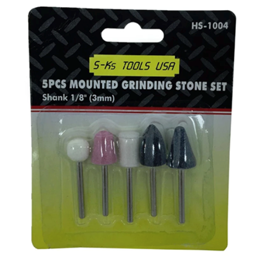 Picture of S-Ks Tools USA 1/8” Shank Mounted Grinding Stone Abrasive Point Set,  HS-1004