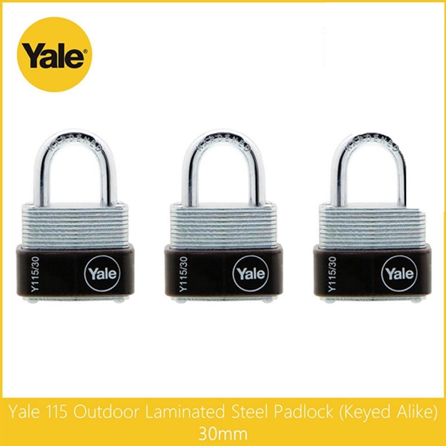 Picture of Yale Y115/30/117/3,  Outdoor Laminated Steel Padlock, Keyed Alike 30mm, Y115301173