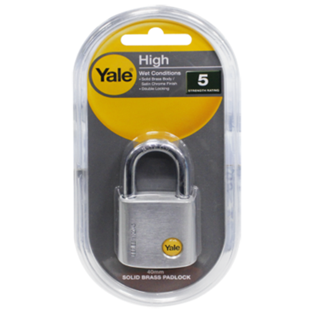 Picture of Yale Y120/40/125/1, Solid Brass Padlock, Satin Chrome 40mm, Y120401251