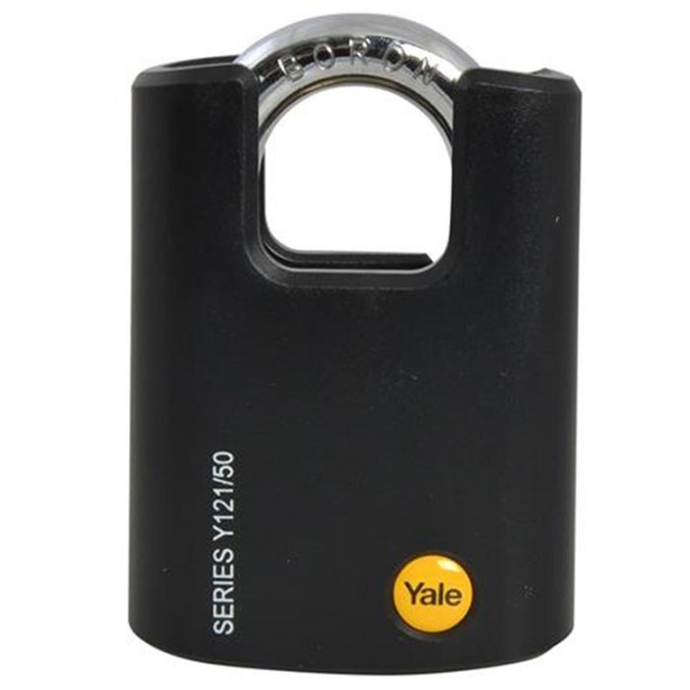 Picture of Yale Y121/50/132/1, Brass Black Cover Closed Shackle Padlock 50mm, Y121501321