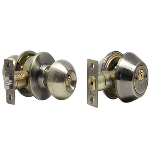 Picture of EZSET  BALA COMBO SET KNOBSET & SINGLE CYLINDER DEADBOLT ANTIQUE BRASS EZ300CBBAUS5