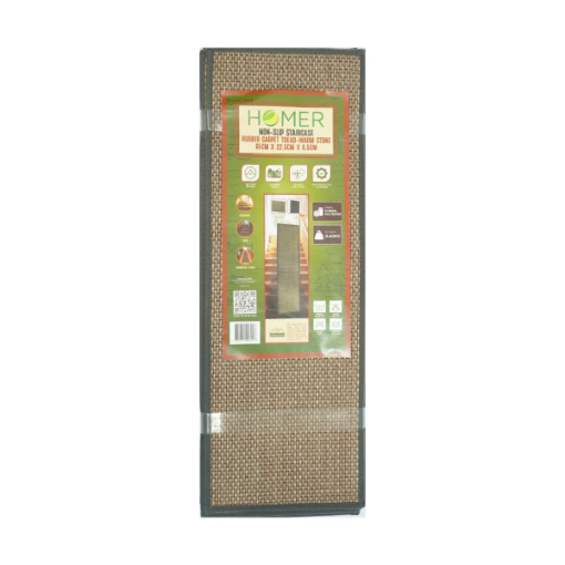 Picture of HOMER WARM STONE RUBBER STAIR TREAD CARPET 65CM NON-SLIP AND DURABLE HOMRB65225BRNGRY
