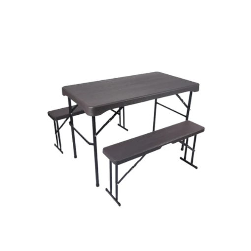 Picture of HOMER WOOD GRAIN BEER TABLE SET WITH 2 BENCHES FOLDING OUTDOOR DINING TABLE HOMM108GRY