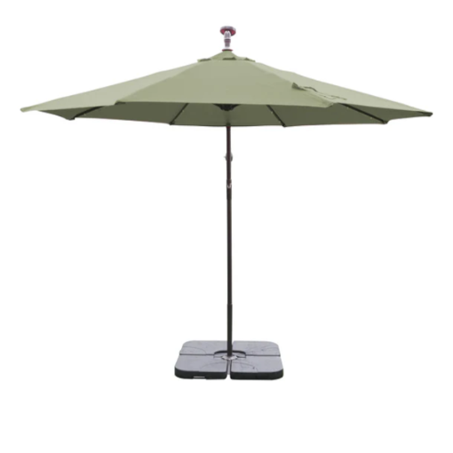 Picture of HOMER 3M AEROSHADE 3M BANANA CANTILEVER UMBRELLA WITH SOLAR LED LIGHTS AND BASE - OLIVE GREEN  HOMABUL32OGRN