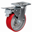 Picture of 8 Inches Harlem heavy duty  Industrial PU Rubber caster wheel  Fixed, Swivel , Castor Wheel with Dual Lock Brake