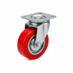 Picture of 3" Heavy-Duty Swivel Caster Wheel with Brake (Red PU Wheel),  Swivel with Lock and W/o Lock