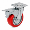 Picture of 3" Heavy-Duty Swivel Caster Wheel with Brake (Red PU Wheel),  Swivel with Lock and W/o Lock